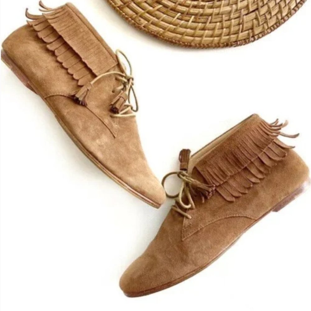 Ulla Johnson Adelaide Suede Fringe Moccasin 38 7.5